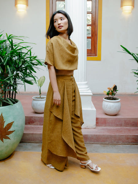 Chic Mustard Cowl Top
