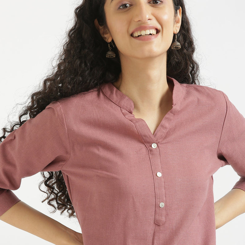 Rose Taupe Linen Kurta