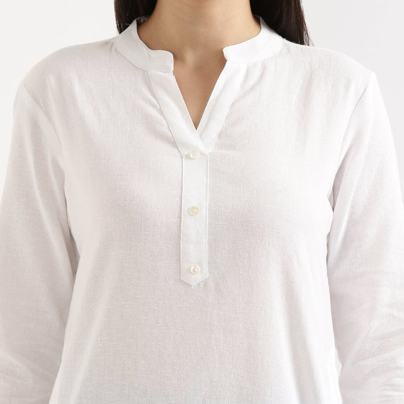 Breezy White Linen Kurta