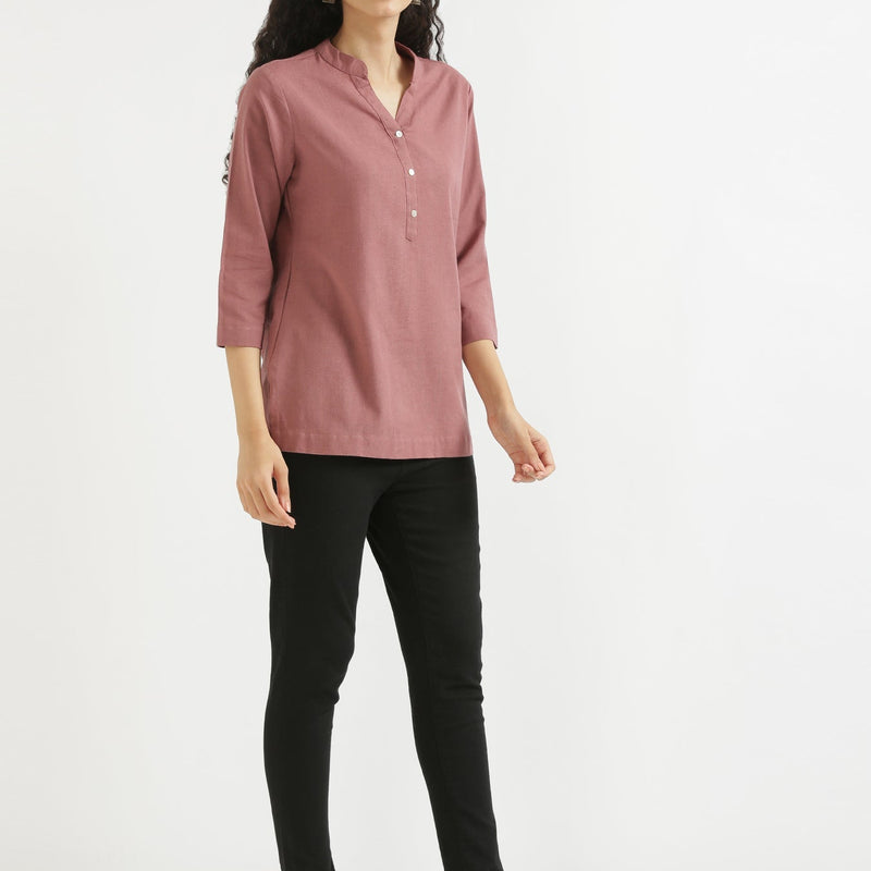 Rose Taupe Linen Kurta