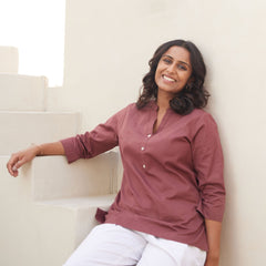 Rose Taupe Linen Kurta