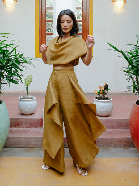 Chic Mustard Cowl Top