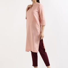 Salmon Pink Linen Kurta